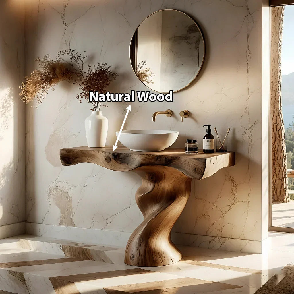 Handcrafted Live Edge Vanity with Sculpted Twisted Wood Base - Rustira