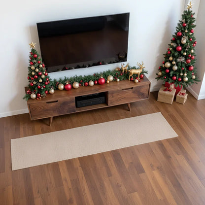Mid-Century Modern Solid Wood TV Stand with Clean Walnut Finish - Rustira