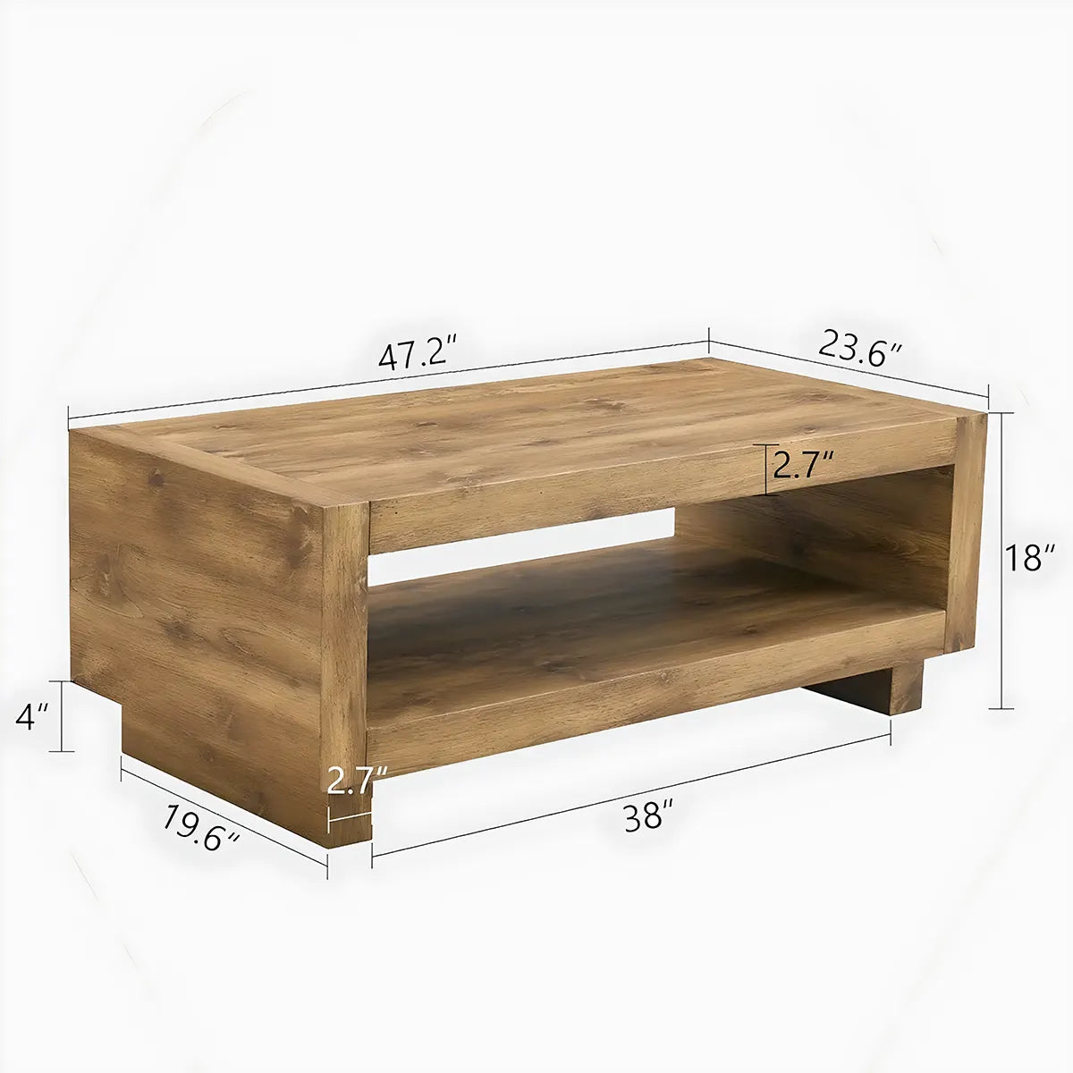 Modern natural wood tea table – 1 shelf, size 120×60×45cm. Sophisticated Nordic style 