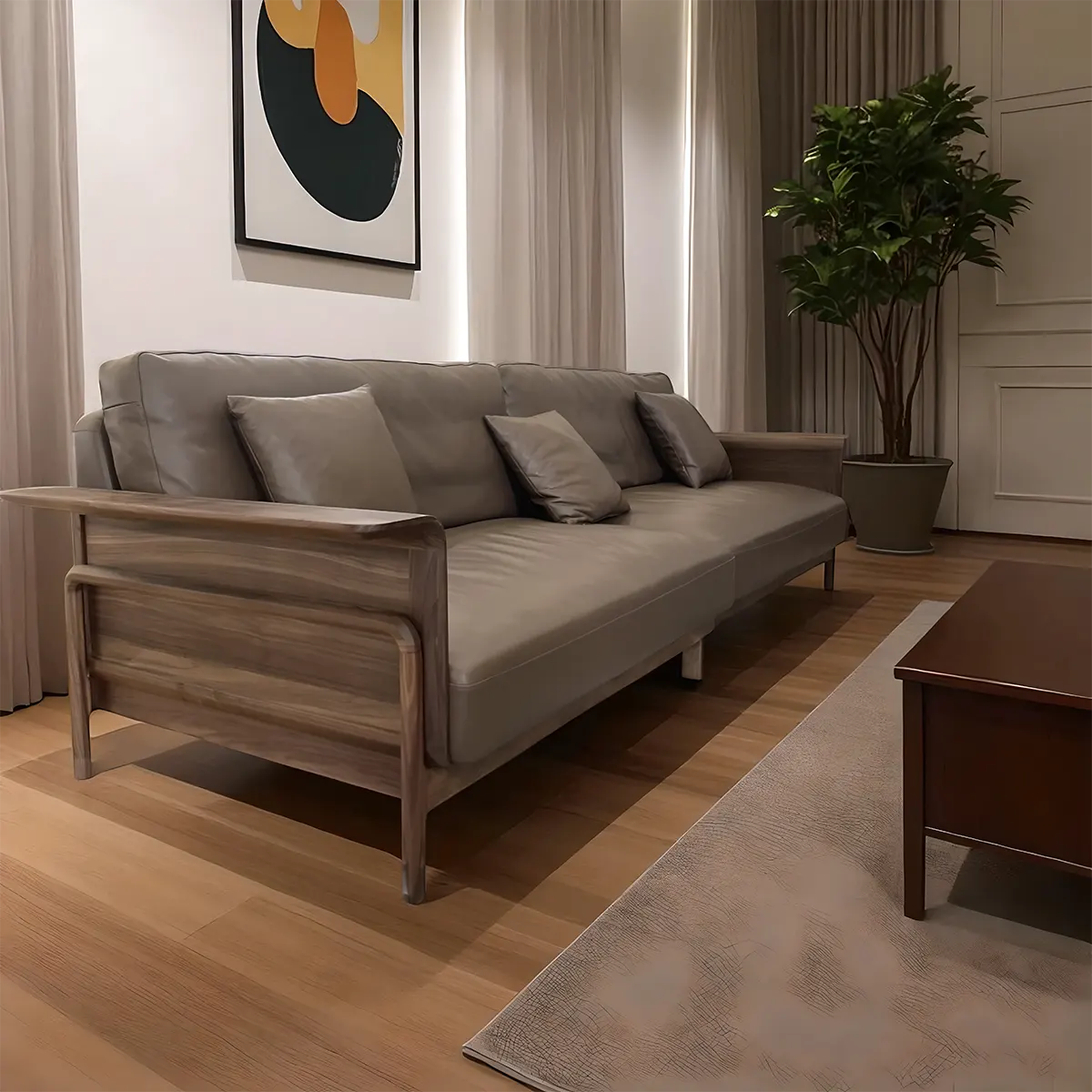 Natural Ash Wood Sofa – Modern Design, Luxurious & Durable 