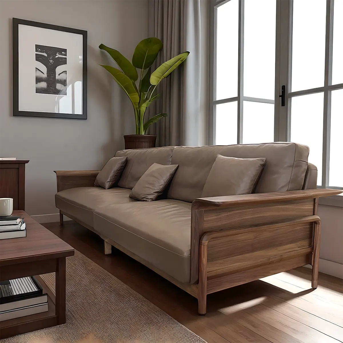 Natural Ash Wood Sofa – Modern Design, Luxurious & Durable 
