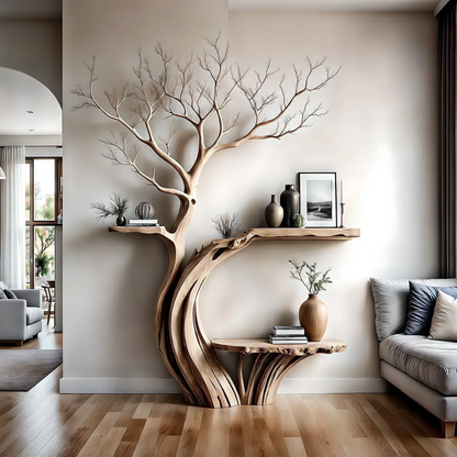 Reading table, living room decoration table, tree-shaped tea table 