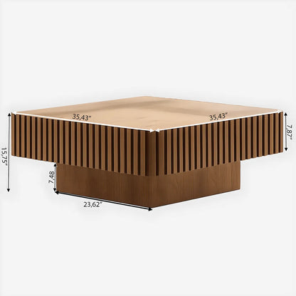 Vertical Wave Wood Coffee Table – Bright & Artistic Design 